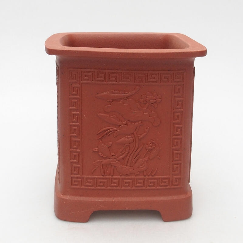 Bonsai bowl 10.5 x 10.5 x 11.5 cm, brick color