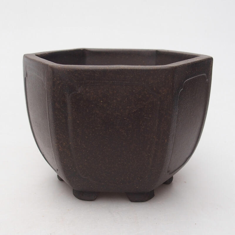 Bonsai bowl 11 x 9.5 x 7.5 cm, color brown ocher