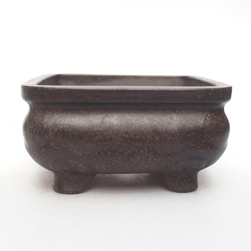 Bonsai bowl 12.5 x 12.5 x 6.5 cm, color brown ocher