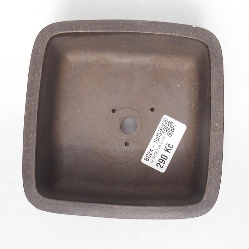 Bonsai bowl 12.5 x 12.5 x 6.5 cm, color brown ocher