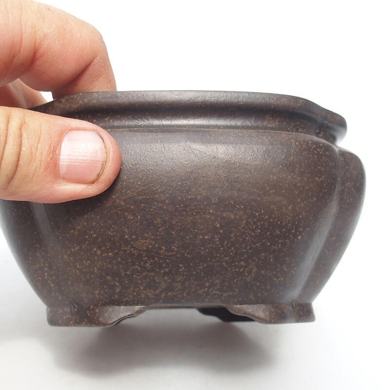 Bonsai bowl 12.5 x 12.5 x 6 cm, color brown ocher