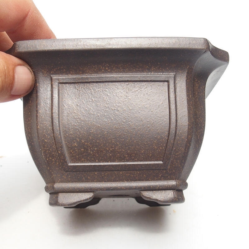 Bonsai bowl 12 x 12 x 7.5 cm, color brown ocher