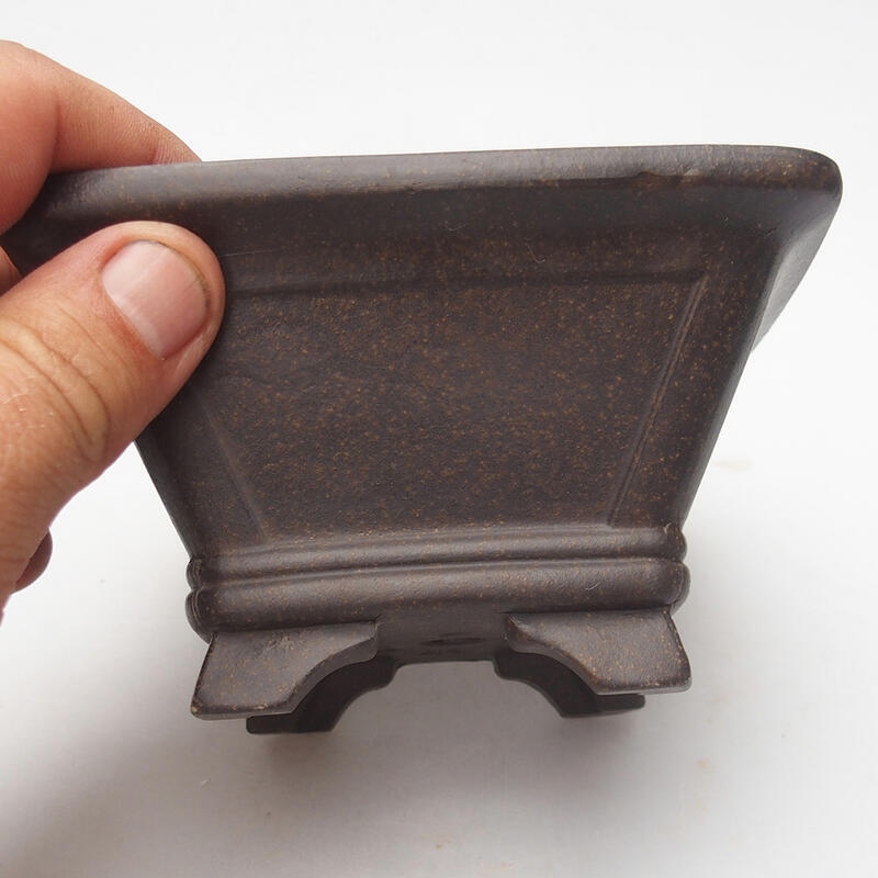 Bonsai bowl 12 x 12 x 7 cm, color brown ocher