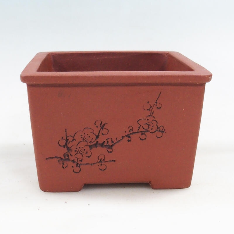 Bonsai bowl 12 x 12 x 8 cm, brick color