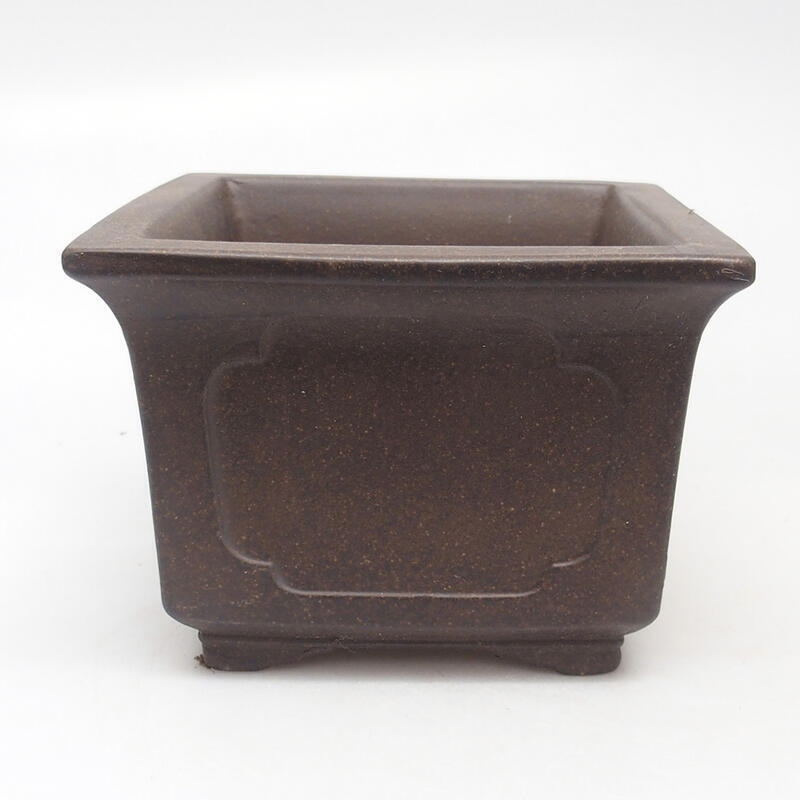 Bonsai bowl 12 x 12 x 9.5 cm, color brown ocher