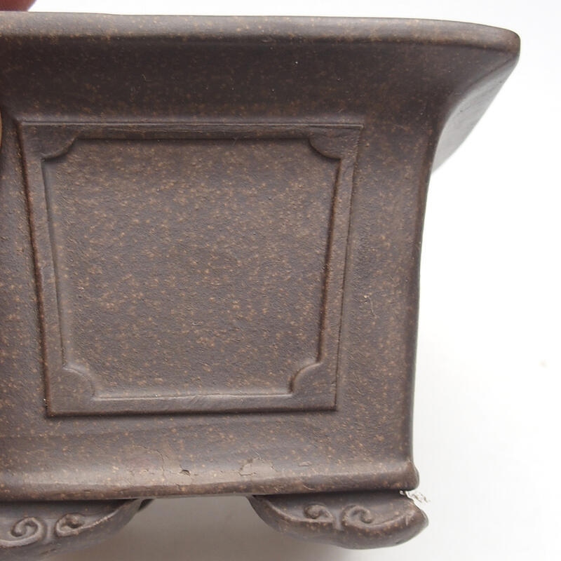 Bonsai bowl 12 x 12 x 9 cm, color brown ocher