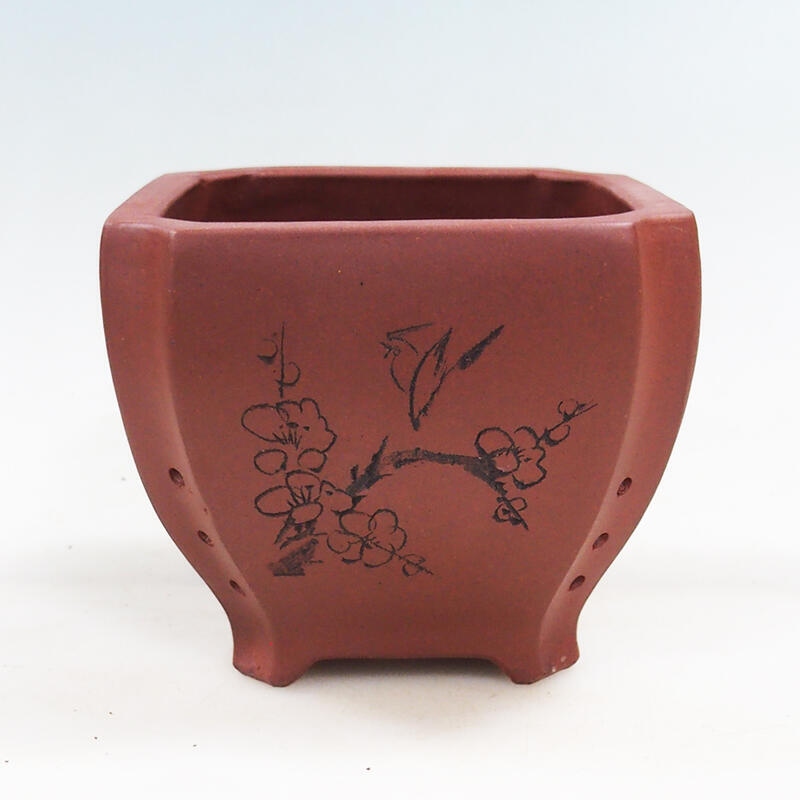 Bonsai bowl 13 x 13 x 10.5 cm, brick color