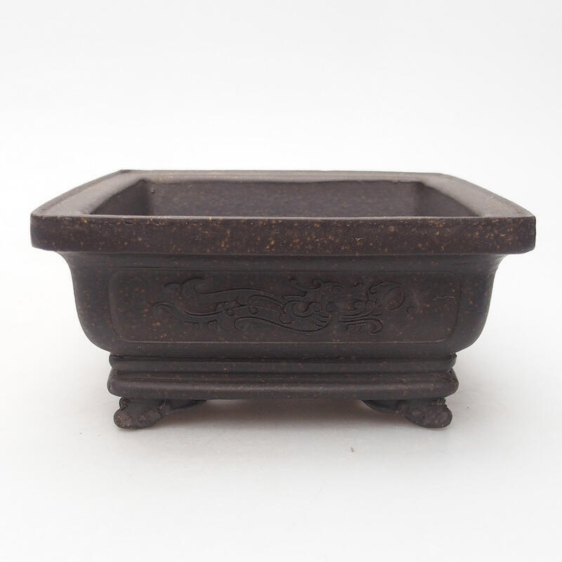 Bonsai bowl 13 x 13 x 6 cm, color brown ocher