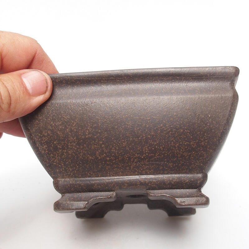 Bonsai bowl 13 x 13 x 7 cm, color brown ocher