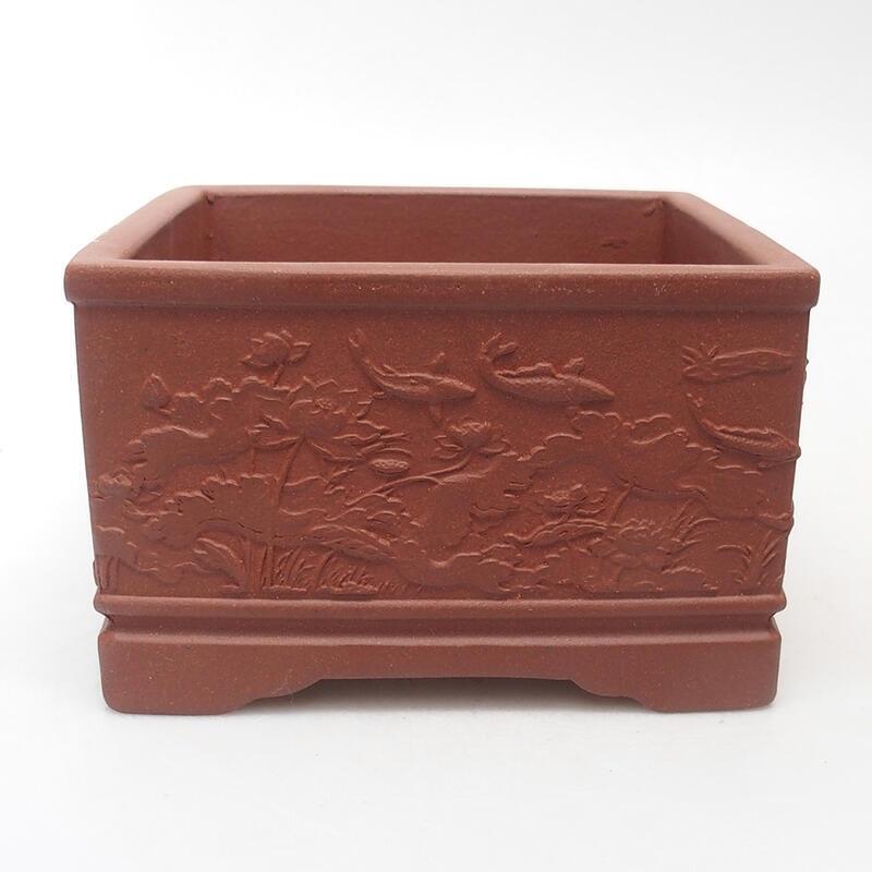 Bonsai bowl 13 x 13 x 8 cm, brick color