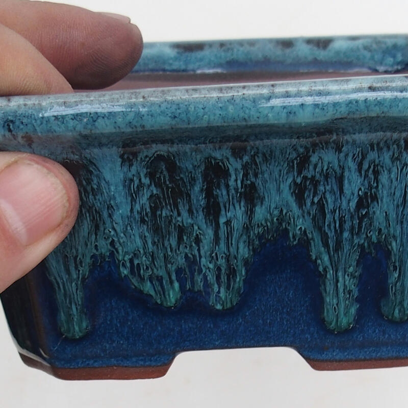 Bonsai bowl 14 x 12 x 6 x cm, color blue-white