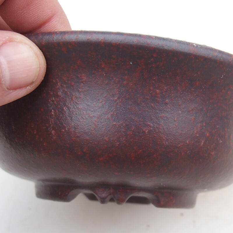 Bonsai bowl 14 x 14 x 5 cm, color brown-red