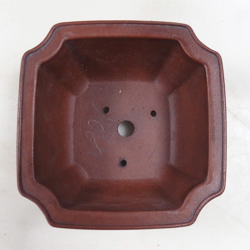 Bonsai bowl 14 x 14 x 7 cm, brick color