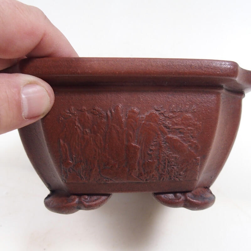 Bonsai bowl 14 x 14 x 7 cm, brick color