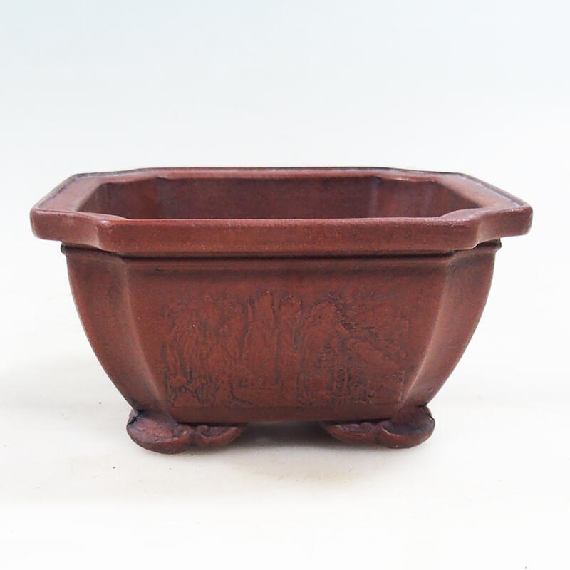 Bonsai bowl 14 x 14 x 7 cm, brick color