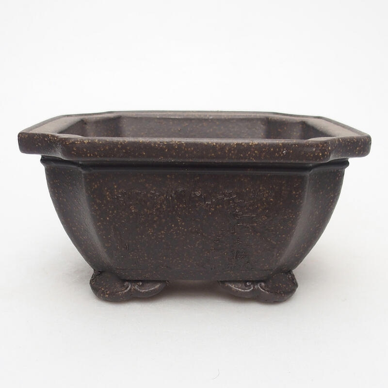 Bonsai bowl 14 x 14 x 7 cm, color brown ocher