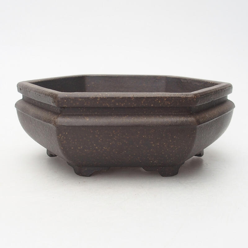 Bonsai bowl 15.5 x 14.5 x 5.5 cm, color brown ocher