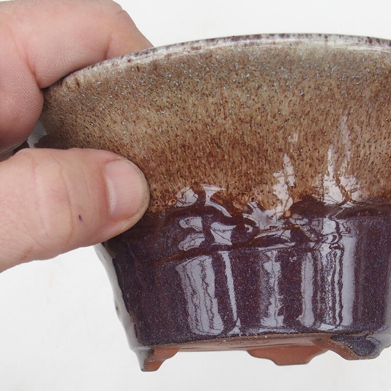 Bonsai bowl 15 x 15 x 7 cm, color burgundy