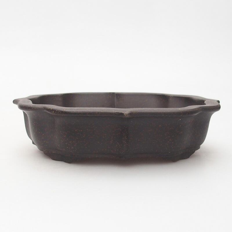 Bonsai bowl 16.5 x 12.5 x 4.5 cm, color brown ocher