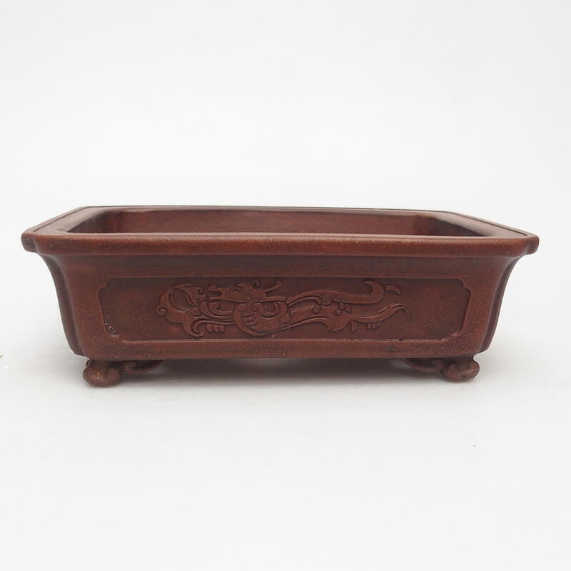 Bonsai bowl 17.5 x 13.5 x 5.5 cm, color brown