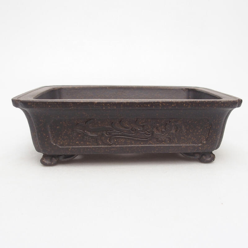 Bonsai bowl 17.5 x 13.5 x 5.5 cm, color brown ocher