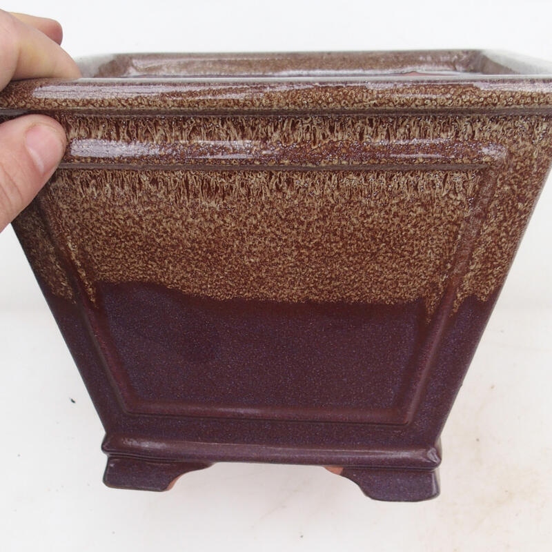 Bonsai bowl 20.5 x 20.5 x 15 cm, color brown