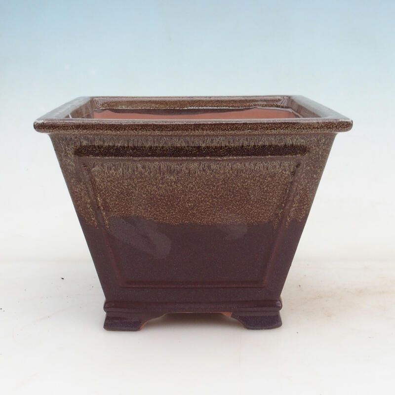 Bonsai bowl 20.5 x 20.5 x 15 cm, color brown