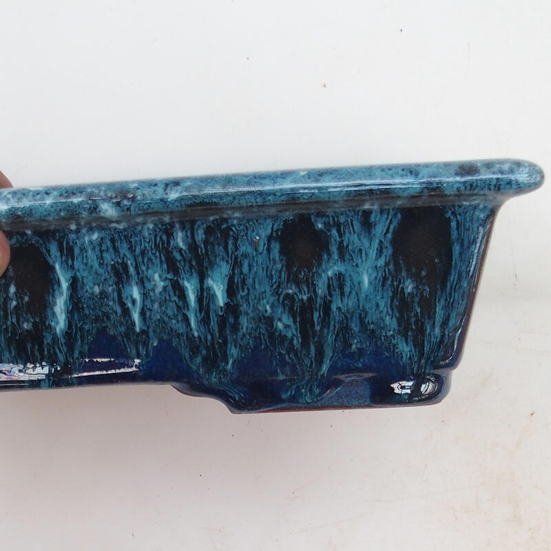 Bonsai bowl 21.5 x 16 x 5 cm, color blue-white