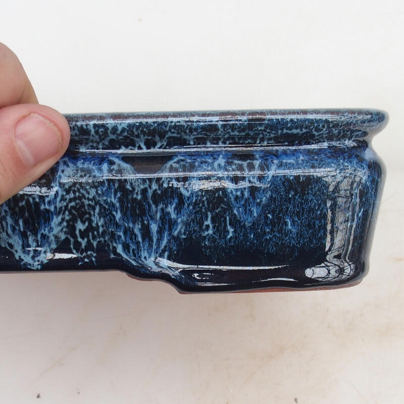 Bonsai bowl 21.5 x 17 x 5.5 cm, color blue-white