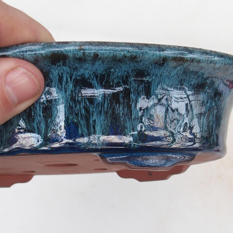 Bonsai bowl 21 x 14 x 5 cm, color blue-green