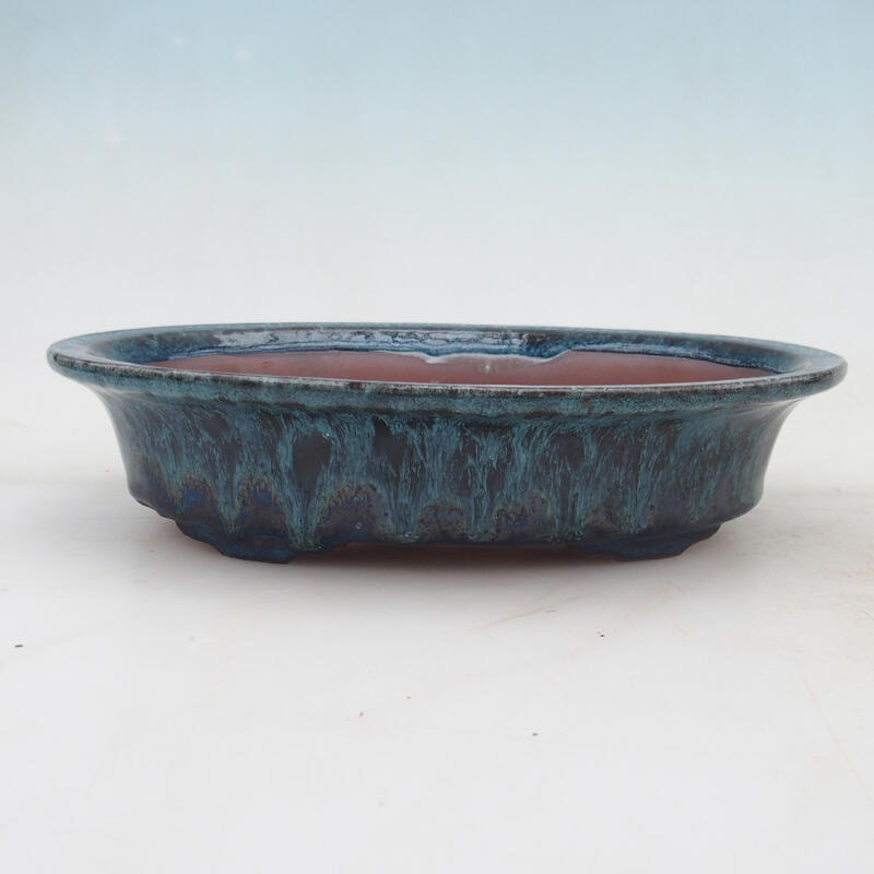 Bonsai bowl 21 x 14 x 5 cm, color blue-green