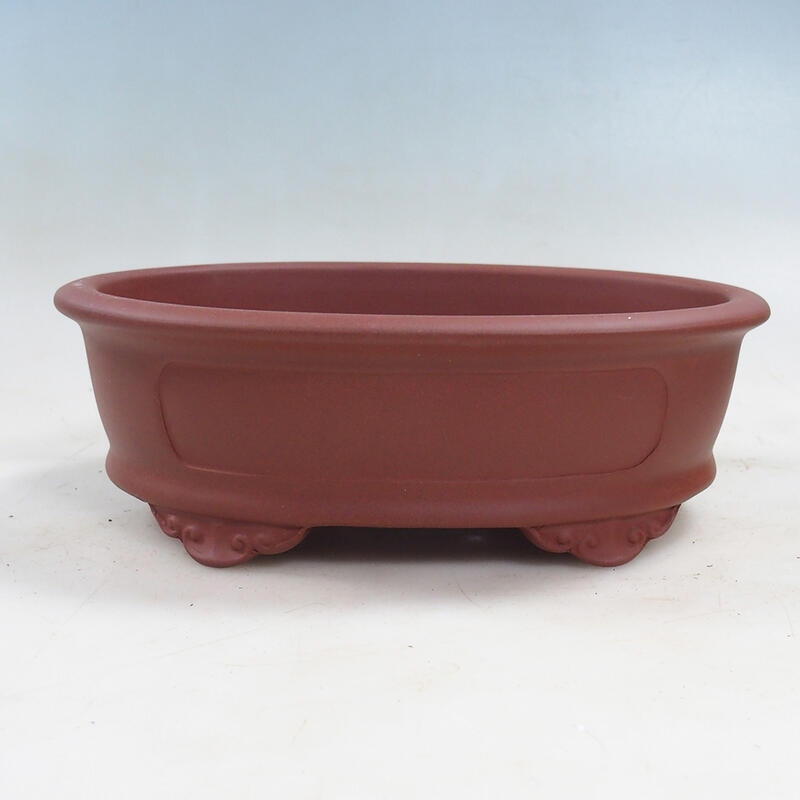 Bonsai bowl 23.5 x 17.5 x 7.5 cm, brick color