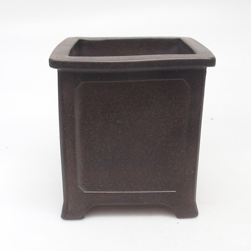 Bonsai bowl 9.5 x 9.5 x 10 cm, color brown ocher