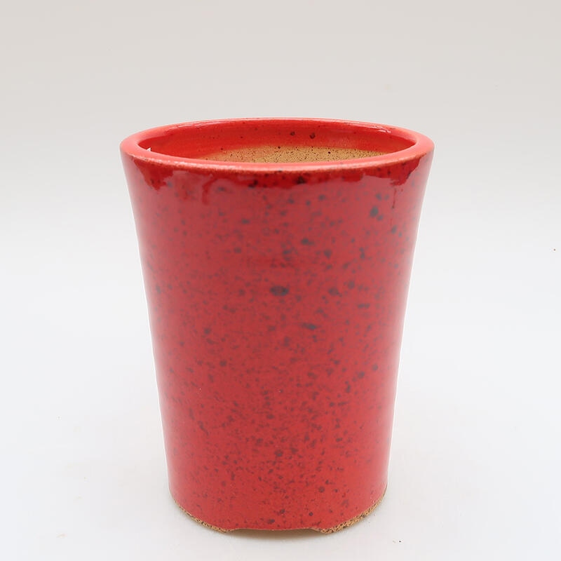 Ceramic bonsai bowl 10.5 x 10.5 x 13 cm, color red