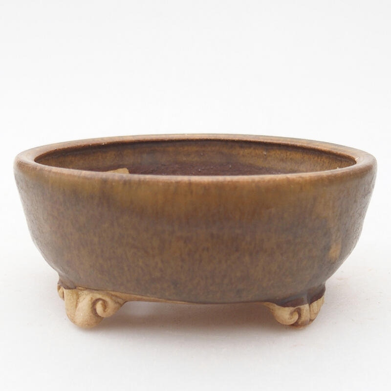 Ceramic bonsai bowl 10.5 x 10.5 x 4.5 cm, brown color