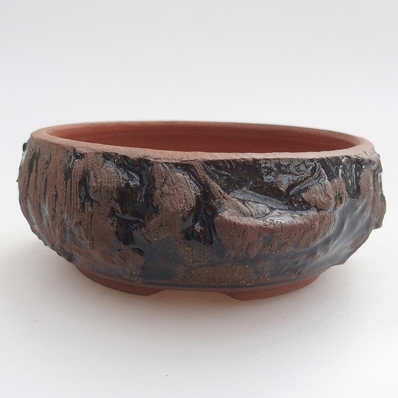 Ceramic bonsai bowl 10.5 x 10.5 x 4 cm, color brown