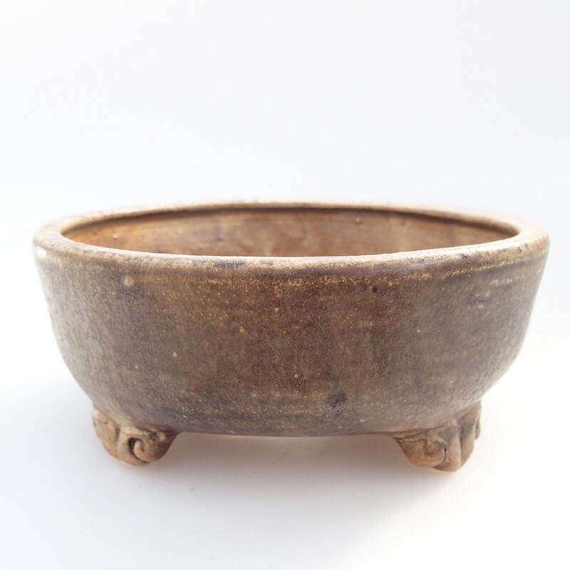 Ceramic bonsai bowl 10.5 x 10.5 x 4 cm, color brown