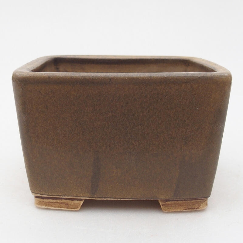 Ceramic bonsai bowl 10.5 x 10.5 x 6.5 cm, brown color