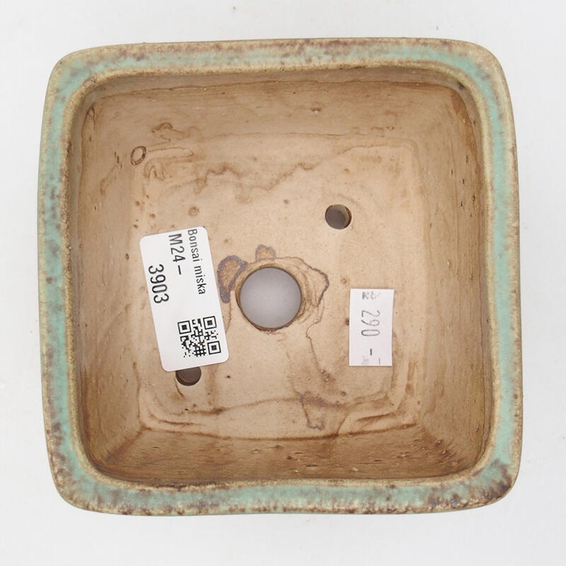 Ceramic bonsai bowl 10.5 x 10.5 x 6.5 cm, green color