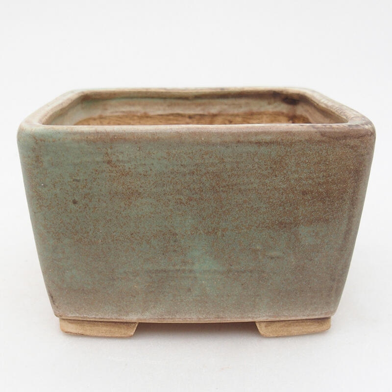 Ceramic bonsai bowl 8.5 x 8.5 x 5.5 cm, green color