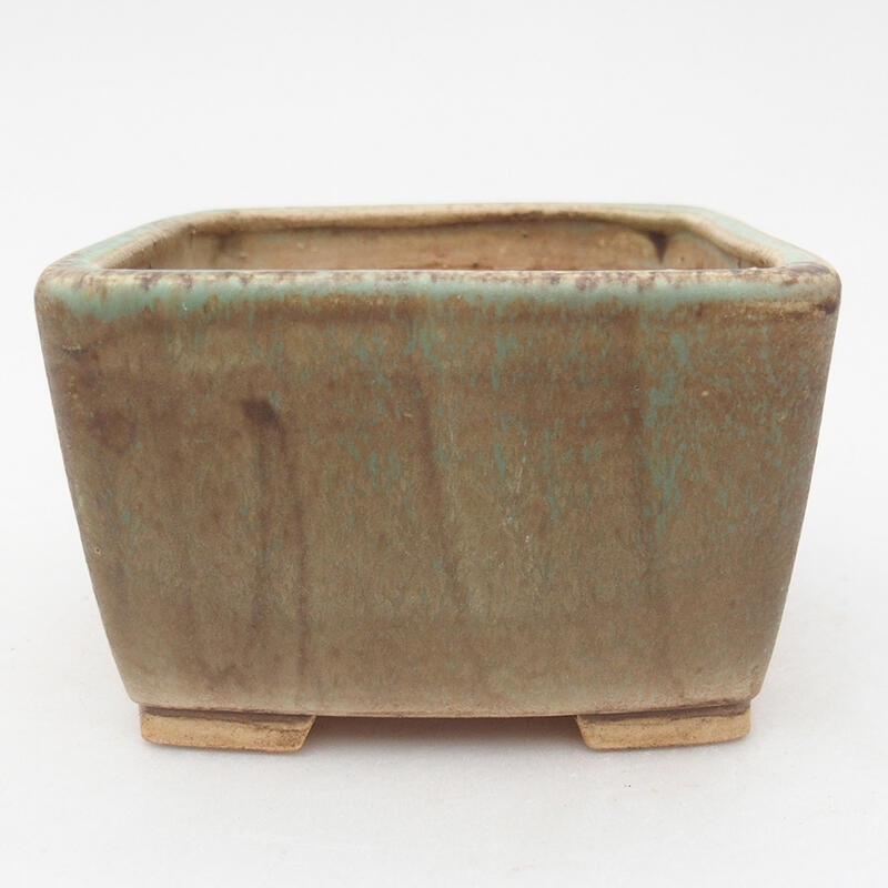 Ceramic bonsai bowl 10.5 x 10.5 x 6.5 cm, green color