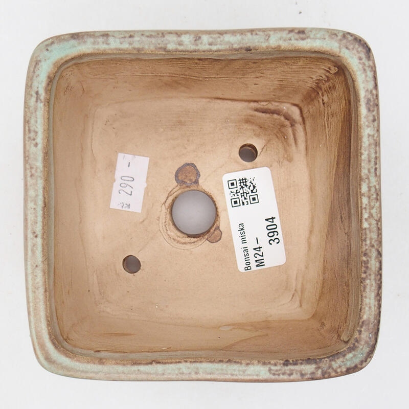 Ceramic bonsai bowl 8.5 x 8.5 x 5.5 cm, green color