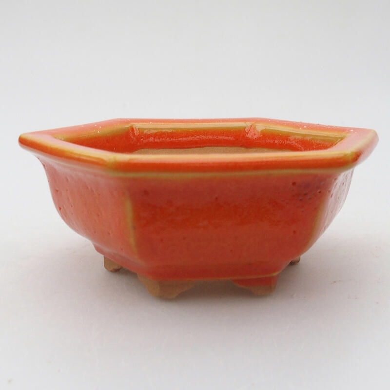 Ceramic bonsai bowl 10.5 x 10 x 4 cm, color orange