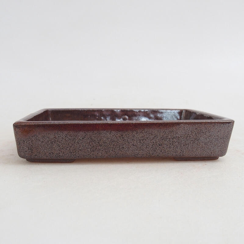 Ceramic bonsai bowl 10.5 x 7.5 x 2 cm, color brown