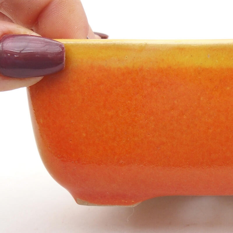 Ceramic bonsai bowl 10,5 x 7,5 x 4,5 cm, colour orange