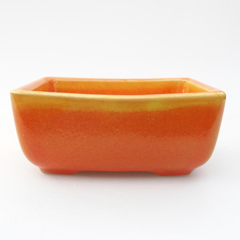 Ceramic bonsai bowl 10,5 x 7,5 x 4,5 cm, colour orange