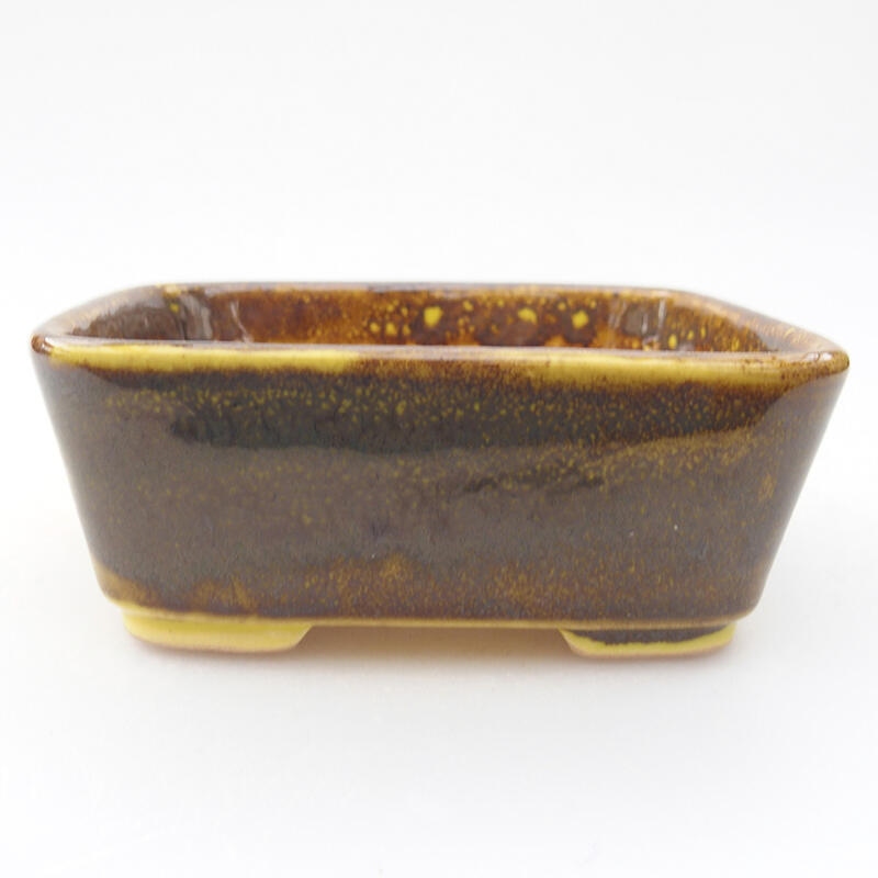 Ceramic bonsai bowl 10,5 x 9,5 x 4 cm, yellow