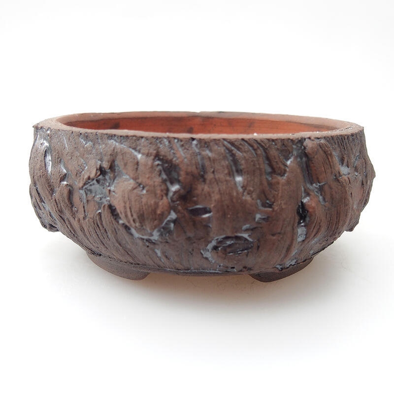 Ceramic bonsai bowl 10 x 10 x 4.5 cm, color brown