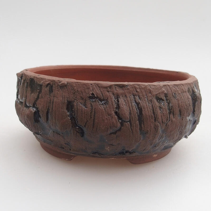 Ceramic bonsai bowl 10 x 10 x 4.5 cm, color brown