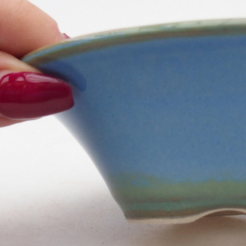 Ceramic bonsai bowl 10 x 10 x 4 cm, color blue